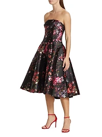 Mikado Strapless Paneled Cocktail Dress