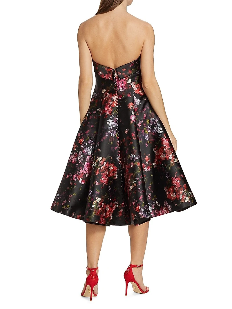 Mikado Strapless Paneled Cocktail Dress