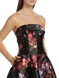 Mikado Strapless Paneled Cocktail Dress