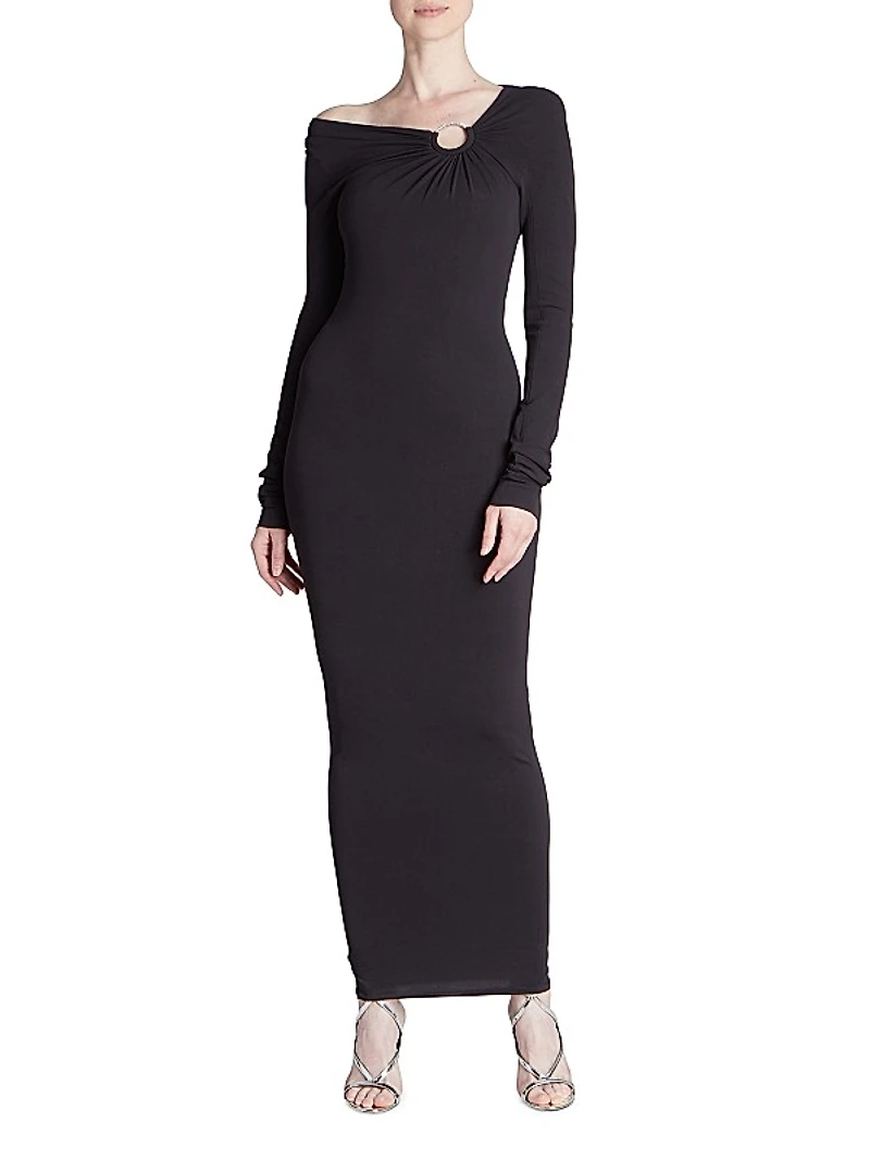 Embellished Jersey Off-The-Shoulder Dress