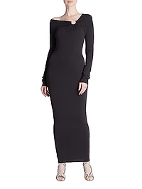 Embellished Jersey Off-The-Shoulder Dress