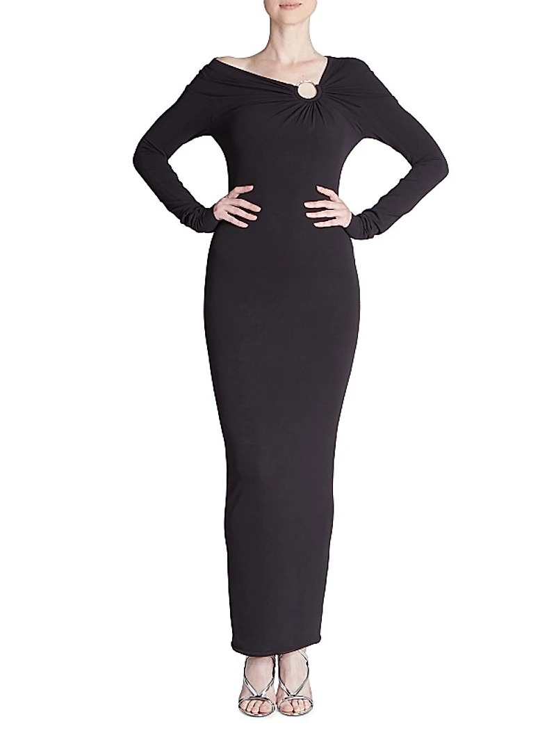 Embellished Jersey Off-The-Shoulder Dress