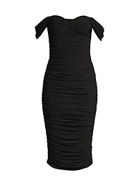 Walter Winglet-Sleeve Ruched Midi-Dress