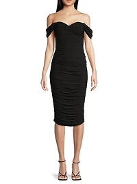 Walter Winglet-Sleeve Ruched Midi-Dress