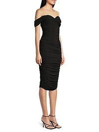Walter Winglet-Sleeve Ruched Midi-Dress