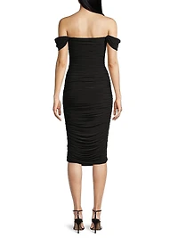 Walter Winglet-Sleeve Ruched Midi-Dress