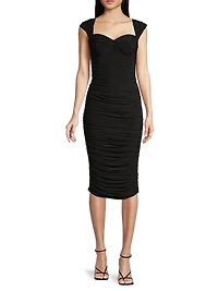 Walter Winglet-Sleeve Ruched Midi-Dress
