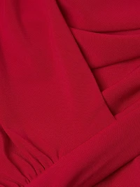 Long-Sleeve Sweetheart Side-Drape Gown