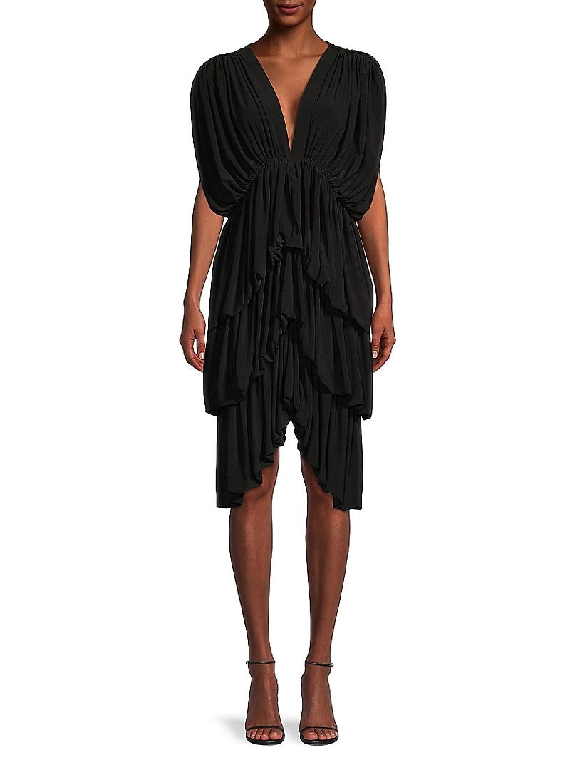 4-Tiered Butterfly Knee-Length Dress