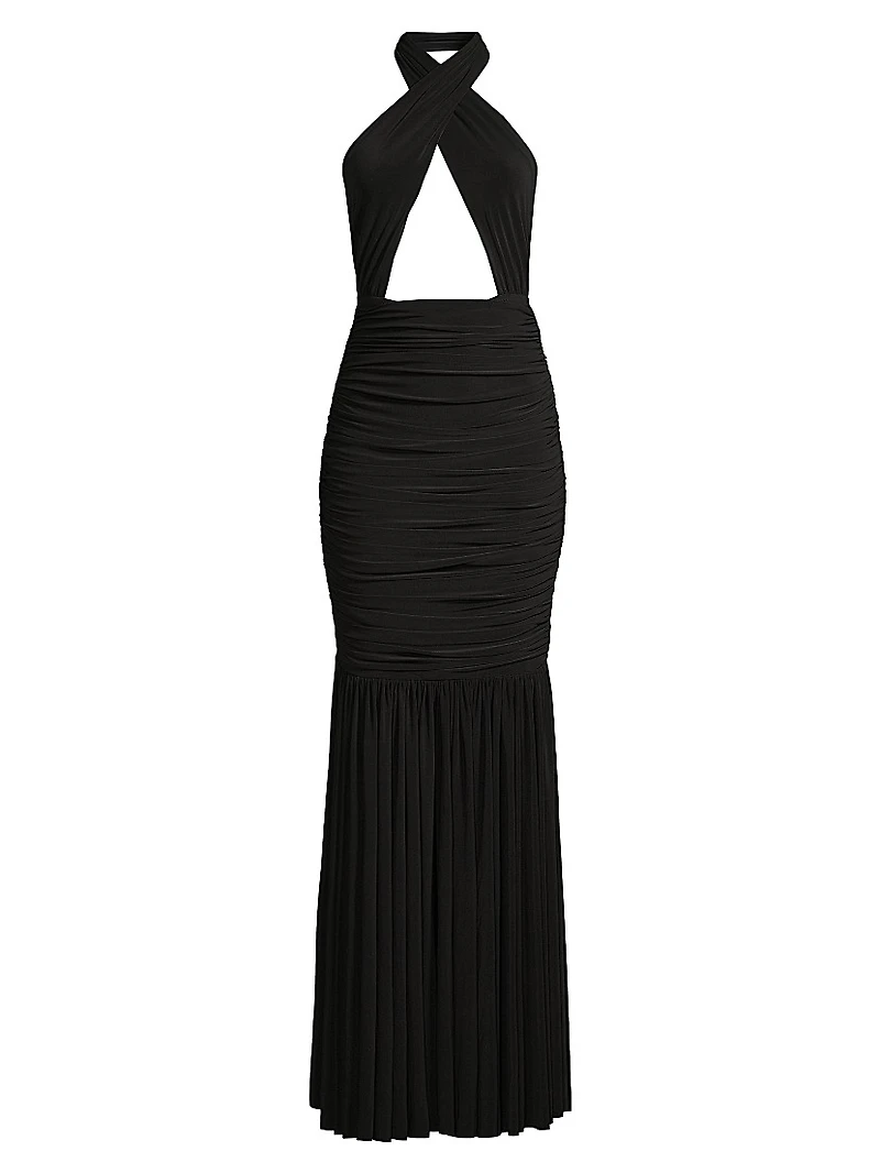 Cross Halter Fishtail Gown