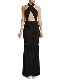 Cross Halter Fishtail Gown