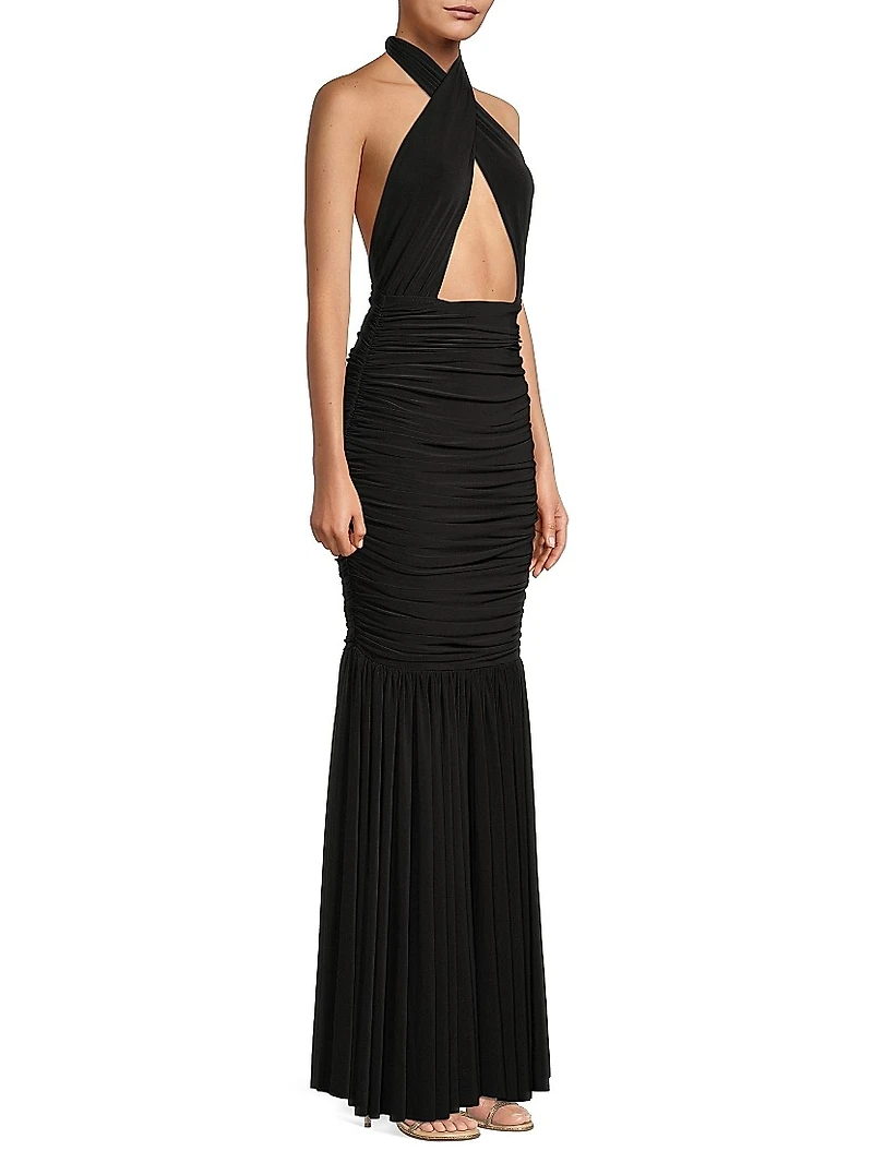 Cross Halter Fishtail Gown