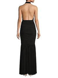 Cross Halter Fishtail Gown