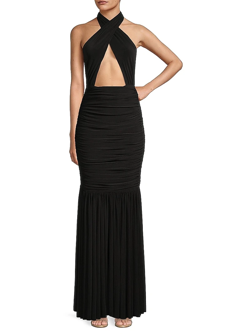 Cross Halter Fishtail Gown