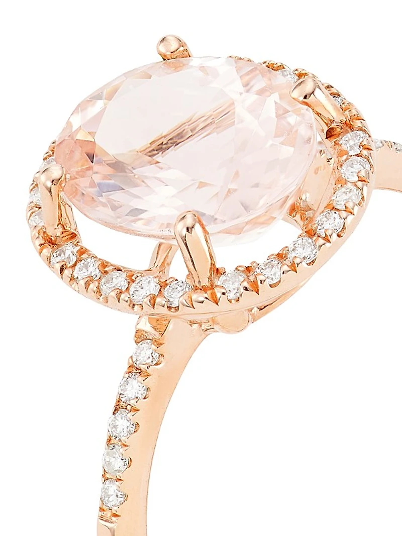 14K Rose Gold, Morganite, & 0.21 TCW Diamond Ring