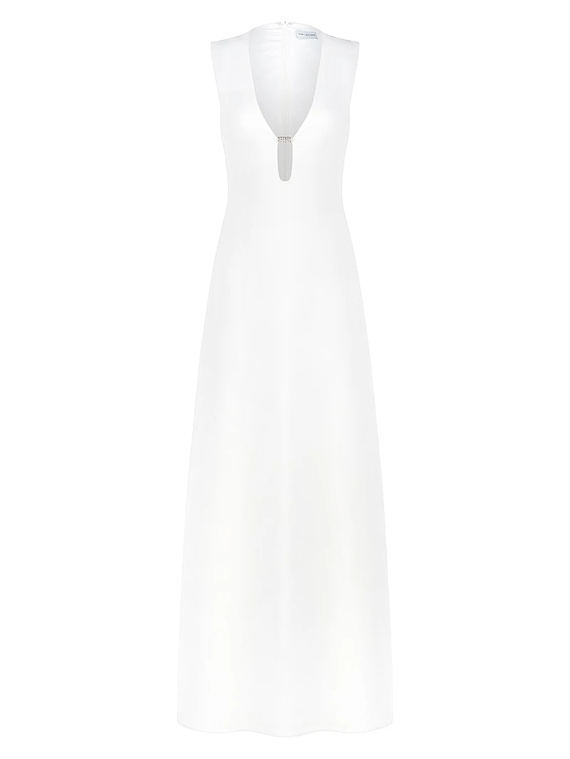 Rene V-Neck Crepe Gown