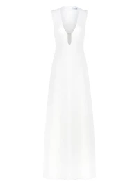Rene V-Neck Crepe Gown