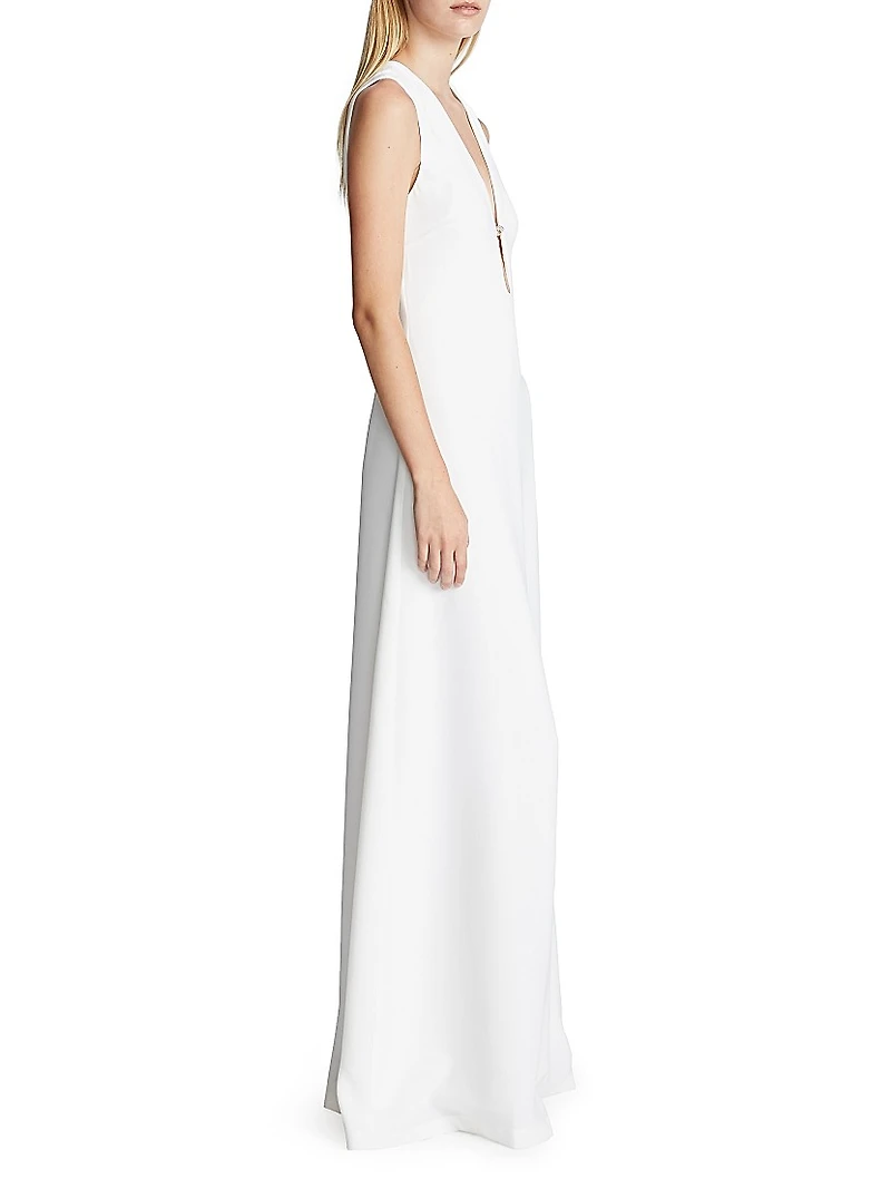 Rene V-Neck Crepe Gown