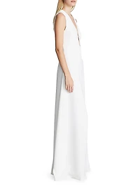 Rene V-Neck Crepe Gown