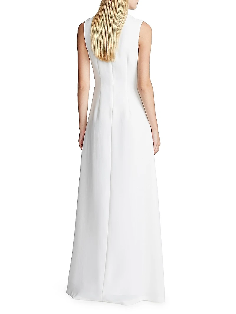 Rene V-Neck Crepe Gown