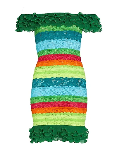 Cecilia Striped Lace Bandage Mini Dress