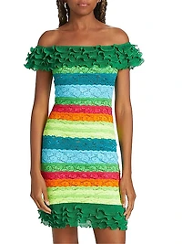 Cecilia Striped Lace Bandage Mini Dress