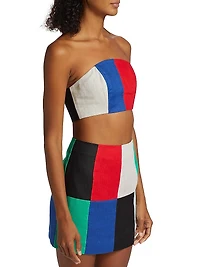 Paneled Linen Bustier Top