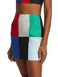 Patchwork Linen Miniskirt