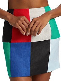 Patchwork Linen Miniskirt