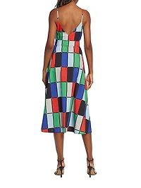 Patchwork Belted Midi-Dress