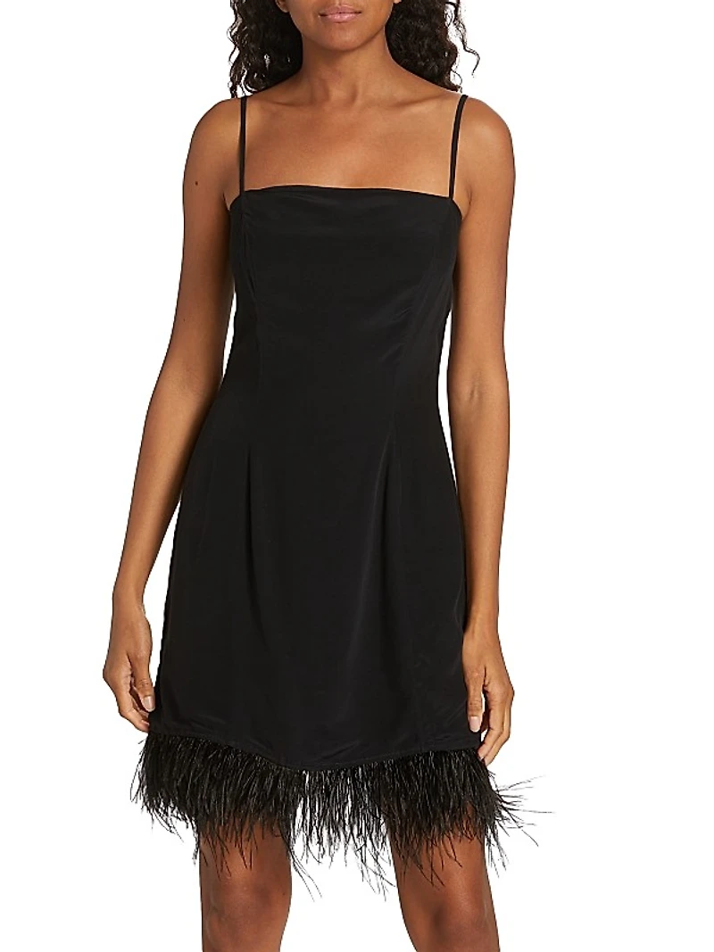 Mia Feather-Trimmed Minidress