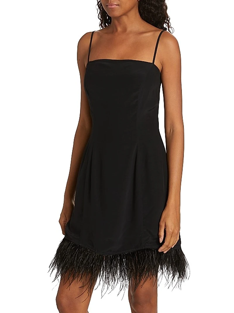 Mia Feather-Trimmed Minidress