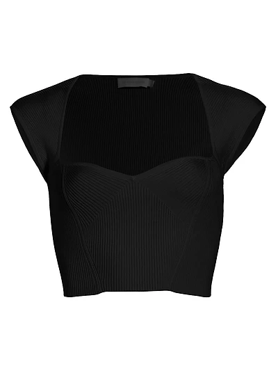 Abia Compact Rib-Knit Crop Top