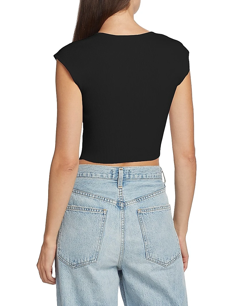 Abia Compact Rib-Knit Crop Top