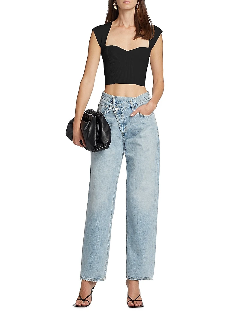 Abia Compact Rib-Knit Crop Top