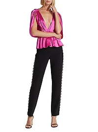 Satin Cape-Sleeve Top