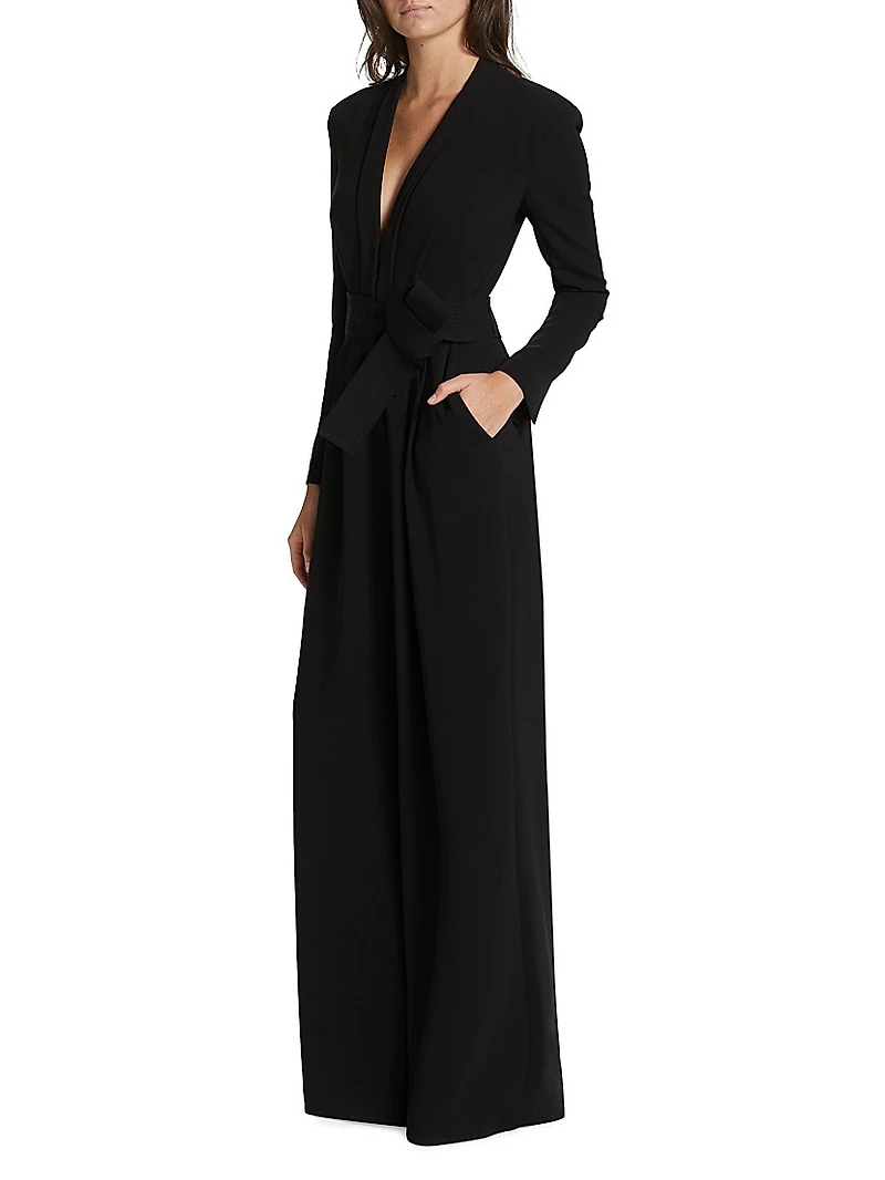 Kieran II Belted Crepe Wide-Leg Jumpsuit