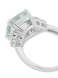 14K White Gold, Aquamarine, & 0.45 TCW Diamond Ring