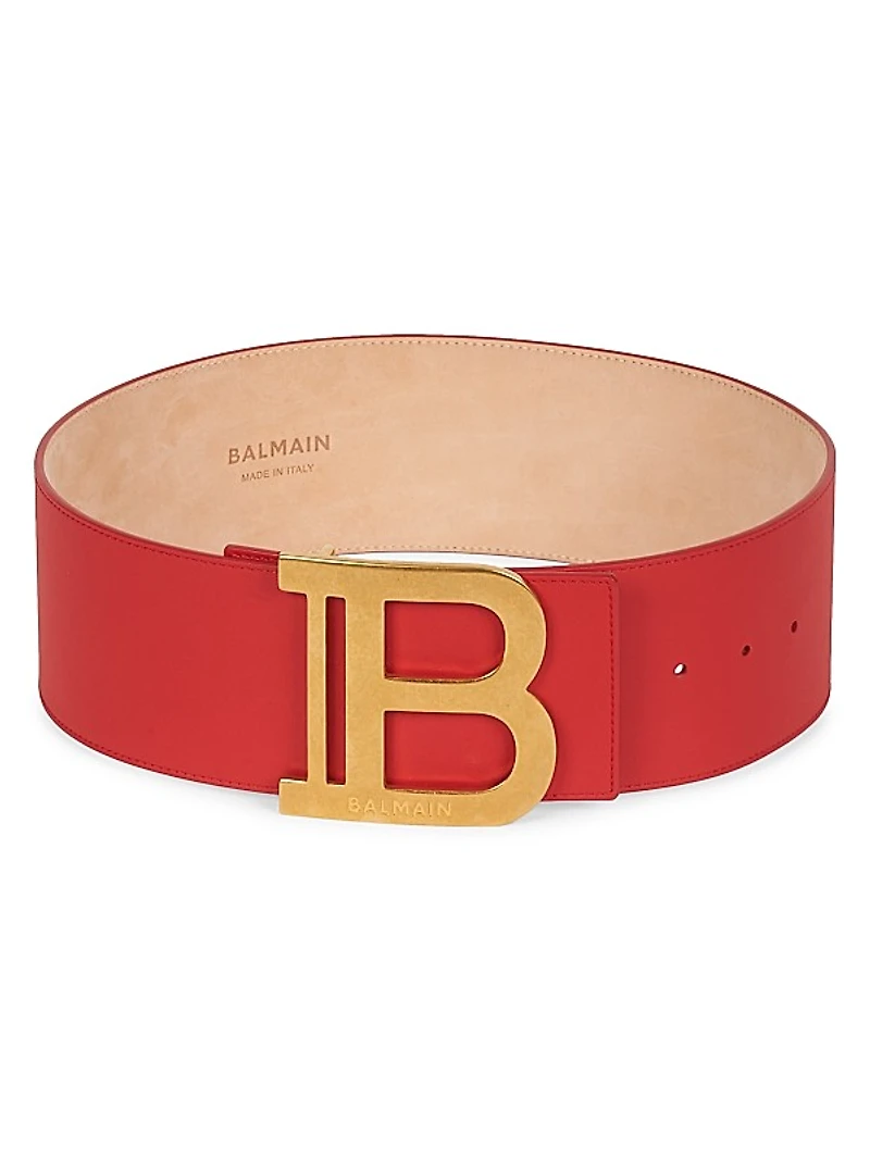 B-Buckle Leather Belt