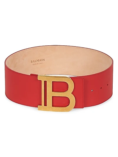 B-Buckle Leather Belt