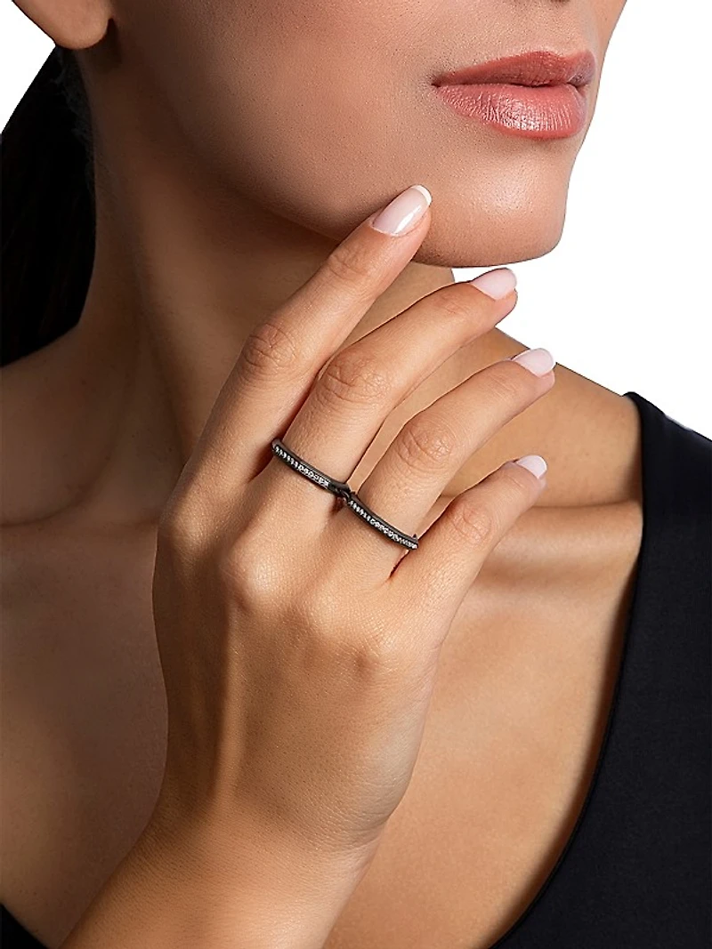 Luminescence Black Rhodium-Plate & Diamond Nova Two-Finger Ring