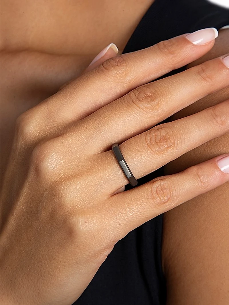 Luminescence Black Rhodium-Plate Brushed Celestial Ring