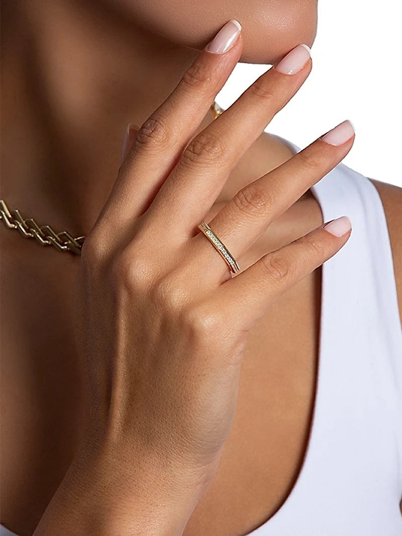 Luminescence 18K Gold & Diamond Brushed Celestial Ring
