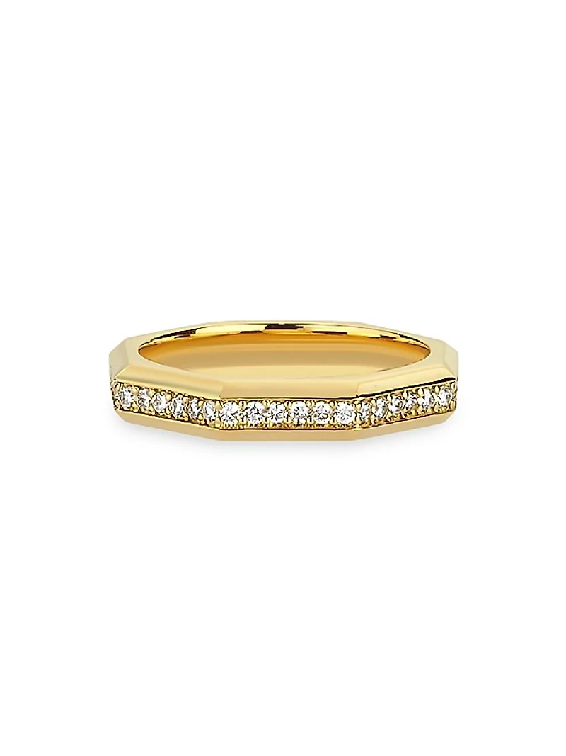 Luminescence 18K Gold & Diamond Polished Celestial Ring