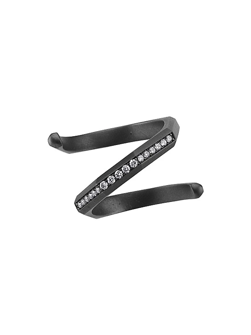 Luminescence Black Rhodium-Plate & Diamond Hypnosis Ring