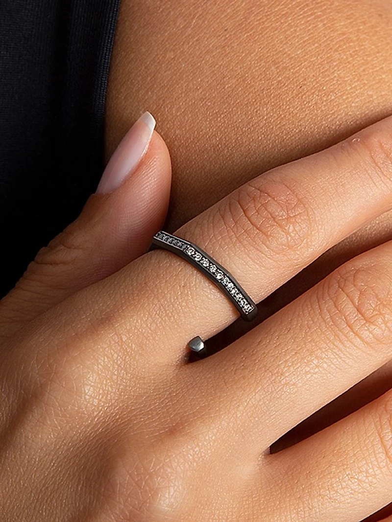 Luminescence Black Rhodium-Plate & Diamond Hypnosis Ring
