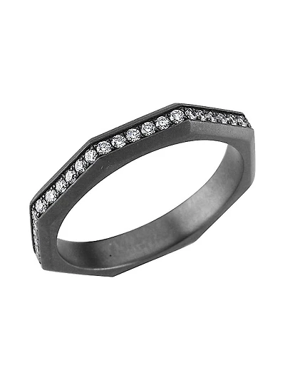 Luminescence Black Rhodium-Plate & Diamond Brushed Celestial Ring