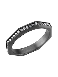 Luminescence Black Rhodium-Plate & Diamond Brushed Celestial Ring