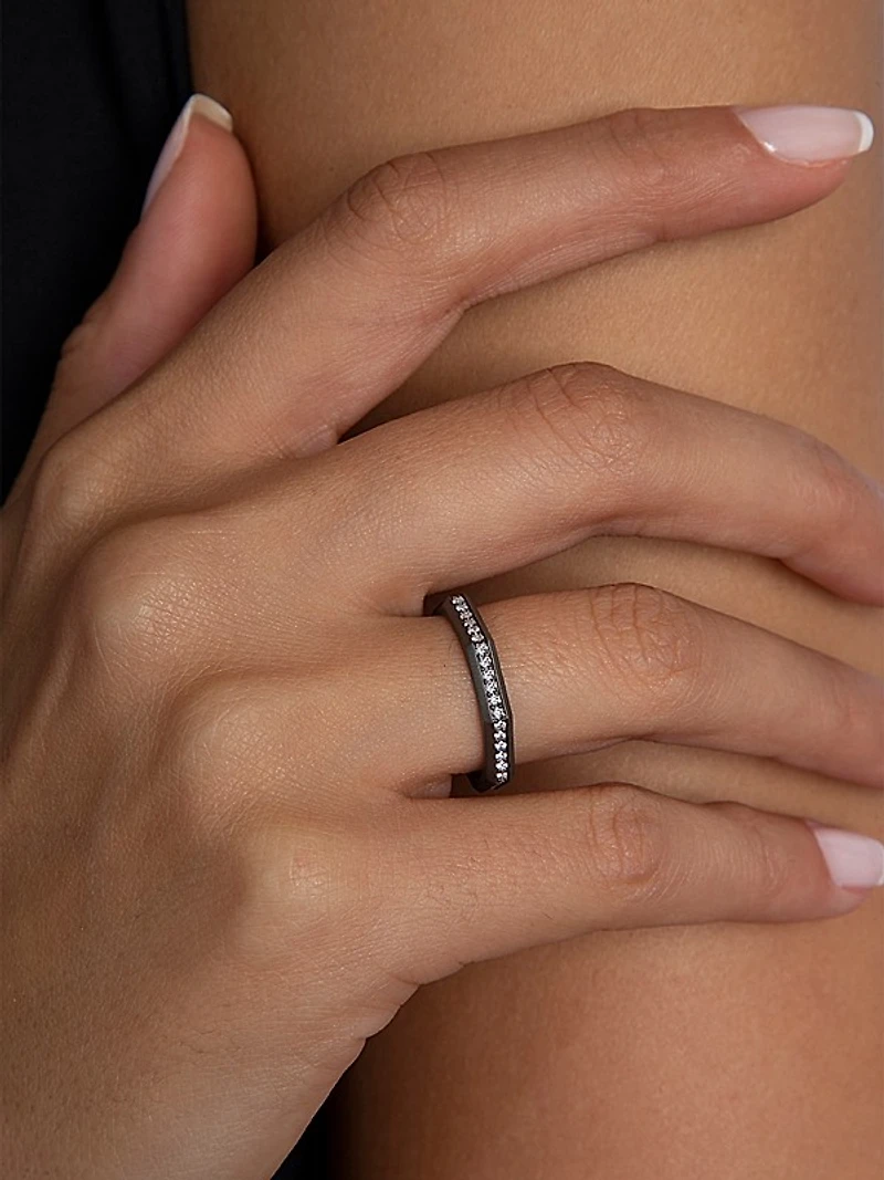 Luminescence Black Rhodium-Plate & Diamond Brushed Celestial Ring