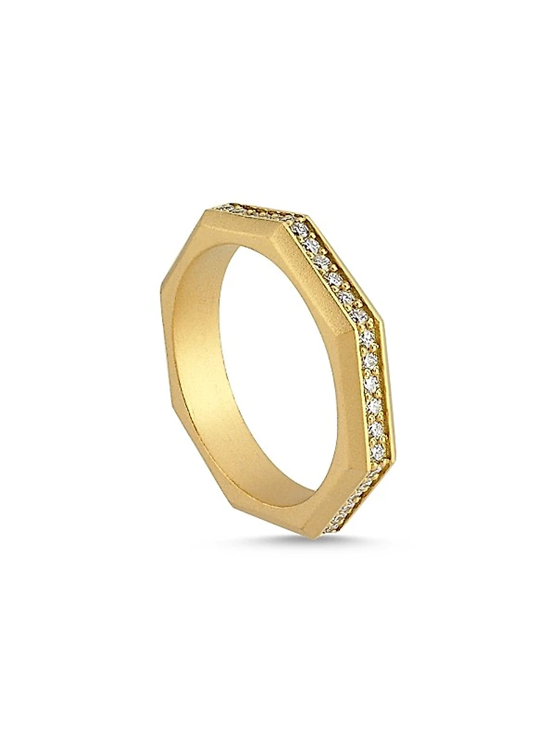 Luminescence 18K Gold & Diamond Brushed Celestial Ring